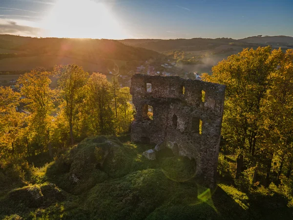 Stare Ruiny Średniowiecznego Zamku Mestecko Trnavka Morawy Republika Czeska — Zdjęcie stockowe
