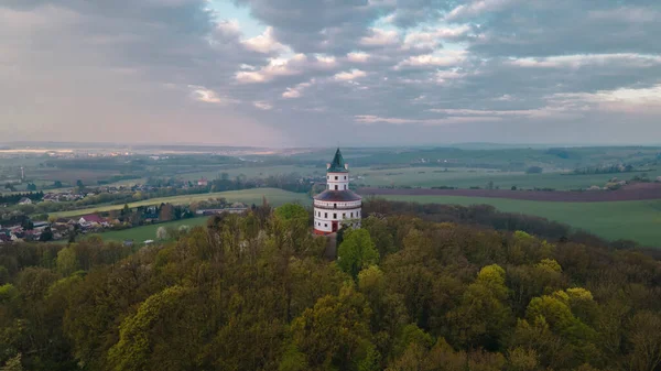 Romantiskt Landskap Humprecht Slott Soluppgången Tjeckien — Stockfoto