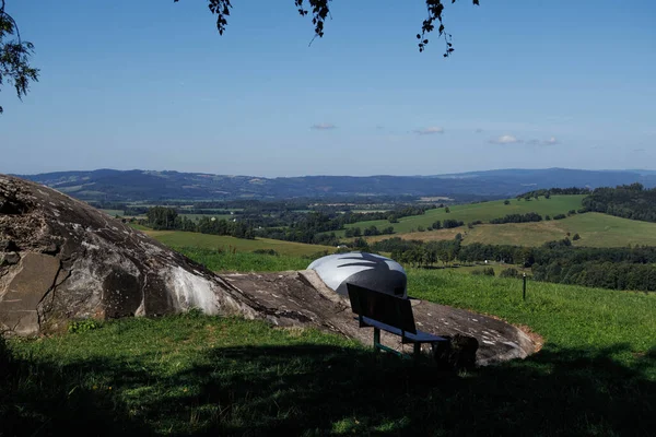 Beautiful Landscape Czech Mountains Concrete Bunker — Stock Photo, Image