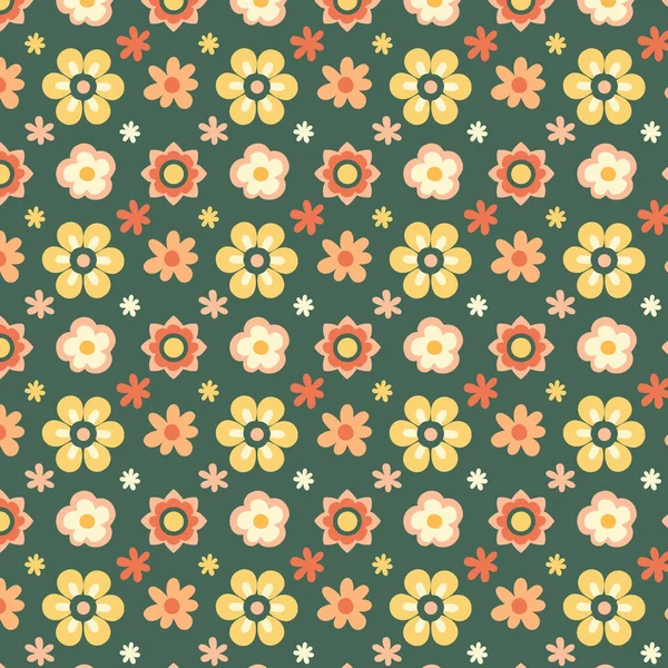Motif Floral Abstrait Plat Biologique Sur Fond Couleur Olive — Image vectorielle
