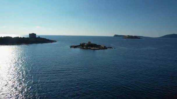 Isola Otocic Goshpa Vicino Forte Arza Montenegro Drone — Video Stock