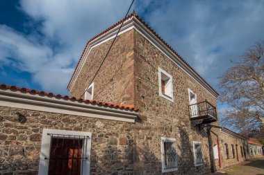 Molyvos 'un Lezbiyen Adası sokaklarından çeşitli manzaralar