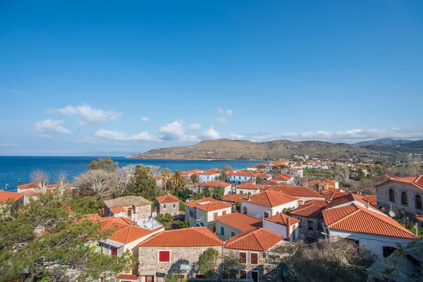 Varias Vistas Desde Las Calles Petra Ciudad Lesbos Isla — Foto de Stock