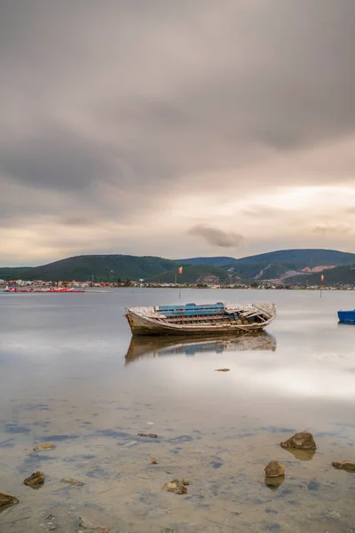Olika Vyer Över Bafa Lake Egeiska Provinsen Turkiet Båtar Och — Stockfoto