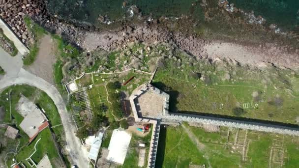 Anadolu Yarımadasının Batı Ucu Olan Babakale Kalesi Köyünün Hava Görüntüleri — Stok video