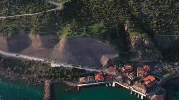 Assos古城和土耳其Canakkale老港的无人驾驶飞机镜头 — 图库视频影像