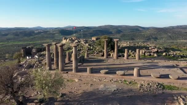 Drohnenaufnahmen Der Antiken Stadt Assos Und Des Alten Hafens Canakkale — Stockvideo