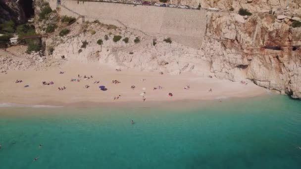 Imágenes Aéreas Del Famoso Pavo Antalya Playa Kaputas Agua Mar — Vídeos de Stock
