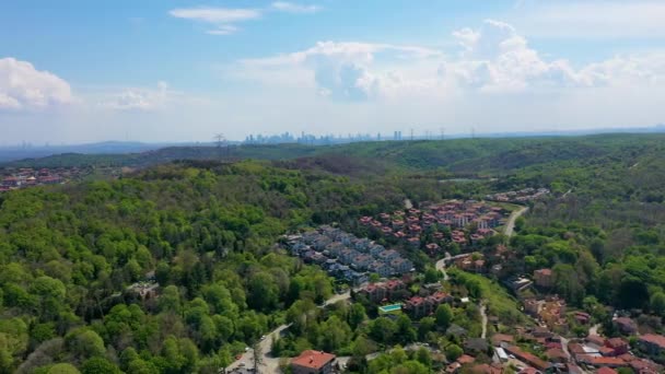 Luchtfoto Videobeelden Van Istanbul Zakendistrict Snelweg Woonwijk — Stockvideo