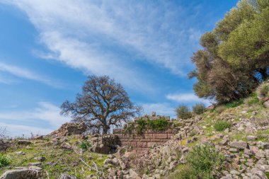Various photographs taken from the ancient city of Aigai within the borders of Manisa province