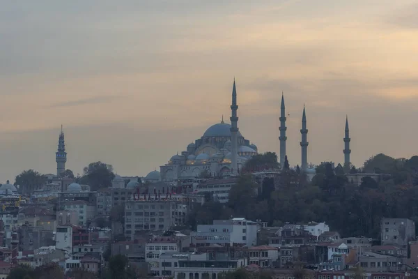 Images Des Mosquées Tour Galata Depuis Corne Istanbul Coucher Soleil — Photo