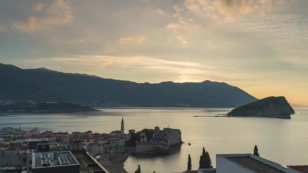 Piękny Wschód Słońca Nad Zatoką Kotor — Wideo stockowe