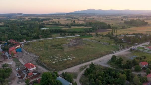 Aerial Vídeos Antiga Cidade Aizanoi Templo Zeus Distrito Kutahya Cavdarhisar — Vídeo de Stock