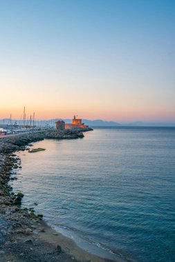 Greece Rhodes Adası, eski kasaba ve çeşitli fotoğraflar.