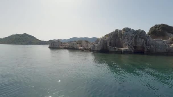 Kaleky Antalya Kekova Widok Bliska Stare Osady Wzięte Błękitnego Morza — Wideo stockowe