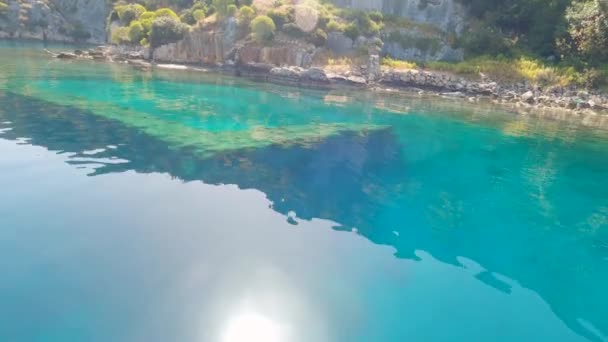 Kaleky Antalya Kekova Vistas Perto Antigos Assentamentos Tirados Mar Azul — Vídeo de Stock