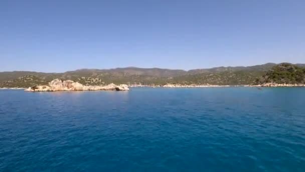 Hiperlapso Antalya Kekova Kalekoy Feito Com Barco Mar — Vídeo de Stock