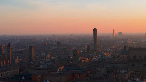 Historische Stätten Von Bologna Mit Sonnenaufgang Licht Dezember Skyline Luftaufnahme — Stockfoto