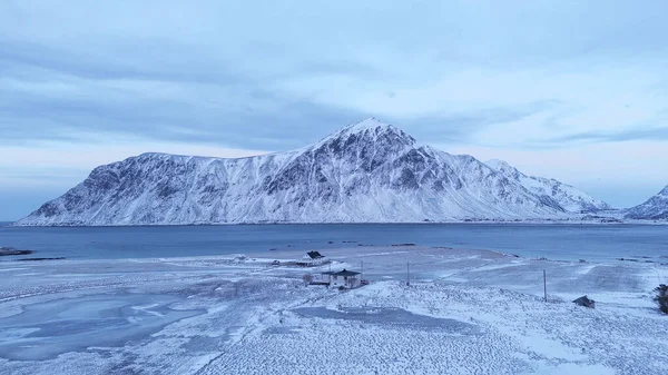 Borította Téli Időszakban Készült Norvég Lofoten Szigeteken — Stock Fotó