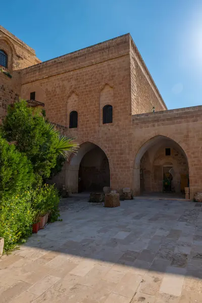 Mardin Deyrulzafaran Klasztor Kamienny Budynek Fotografie Wykonane Różnych Stron — Zdjęcie stockowe