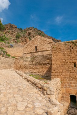 Mardin Mor Evgin Manastırı dağın tepesine inşa edilmiş ve inzivaya çekilmiş taş sanatında ruhban sınıfına hizmet vermektedir.