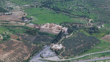 Mardin Deyrulzafaran Monastery stone building taken from various angles drone aerial photographs clipart