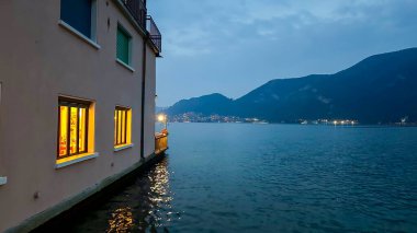 Views from Clusane located on the edge of Lake Iseo italy clipart