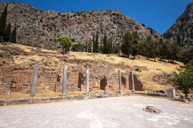 Yunanca Peloponnese yarımadası delphi Eski şehir tapınağı kahinin çeşitli fotoğrafları
