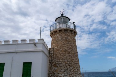 Drepano deniz feneri, Corinth körfezine bakan devriyeler, peloponnese yarımadası, Yunanistan