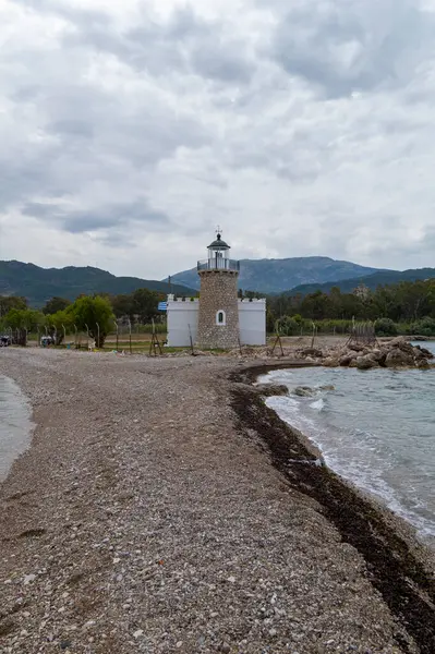 Drepano deniz feneri, Corinth körfezine bakan devriyeler, peloponnese yarımadası, Yunanistan