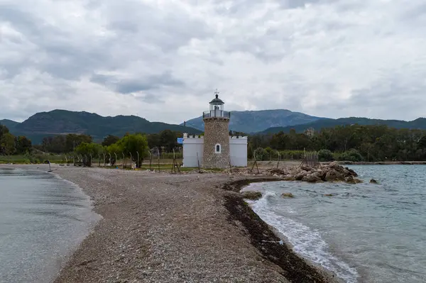 Drepano deniz feneri, Corinth körfezine bakan devriyeler, peloponnese yarımadası, Yunanistan