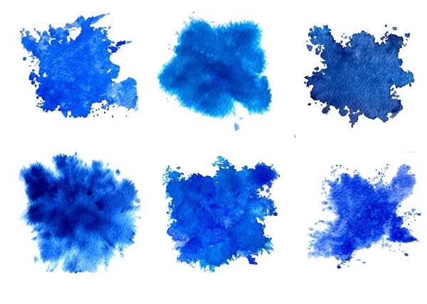 Ilustración Fondo Abstracto Acuarela Dibujado Mano Colores Azules Salpicaduras Acuarela —  Fotos de Stock