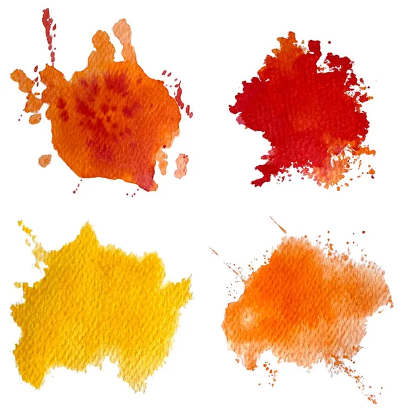 Ilustracja Ręcznie Rysowanego Akwarelowego Abstrakcyjnego Tła Pomarańczowych Kolorach Rozpryski Akwareli — Zdjęcie stockowe