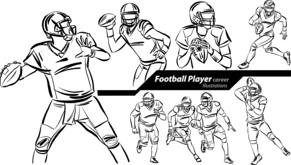 Football Oyuncusunun Meslek Hayatı Karalama Tasarımı Çizim Çizimi Illüstrasyonu — Stok Vektör