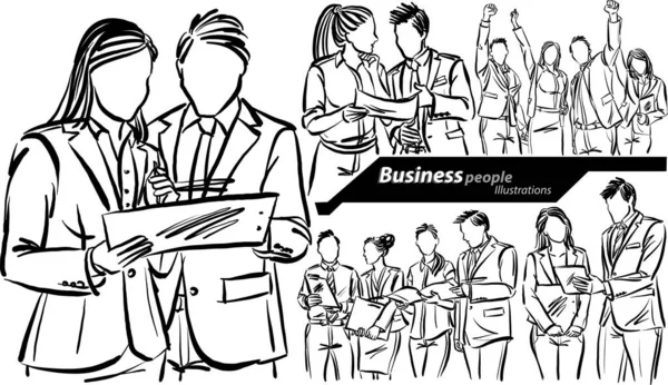 Business People Career Profession Work Doodle Design Drawing Vector Illustration — Stock Vector