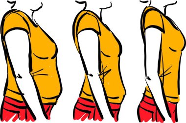 control weight progress woman side look healthy slim body vector illustration