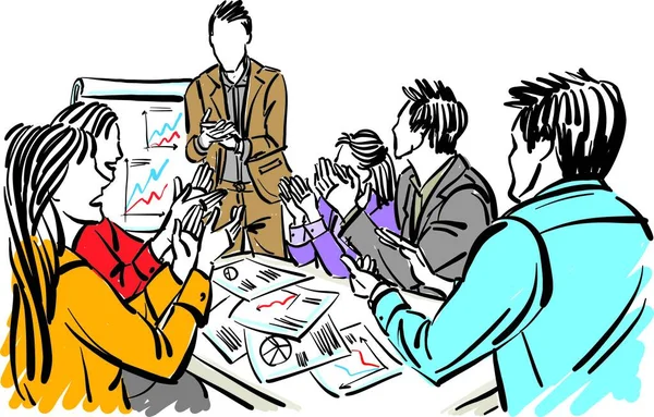 Pessoas Negócios Reunião Trabalho Equipe Conceito Profissão Trabalho Doodle Design —  Vetores de Stock