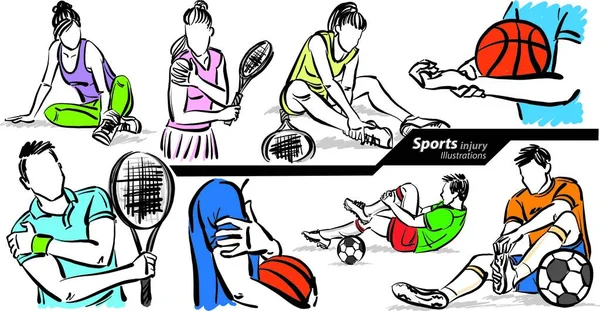 Αθλητική Έννοια Τραυματισμό Doodle Σχεδιασμό Σχέδιο Διάνυσμα Εικονογράφηση — Διανυσματικό Αρχείο
