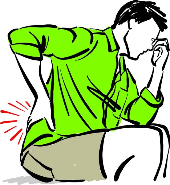 Hombre Con Dolor Espalda Problemas Salud Vector Ilustración — Vector de stock