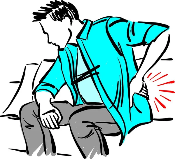 Man Back Pain Health Problems Vector Illustration — Stock Vector