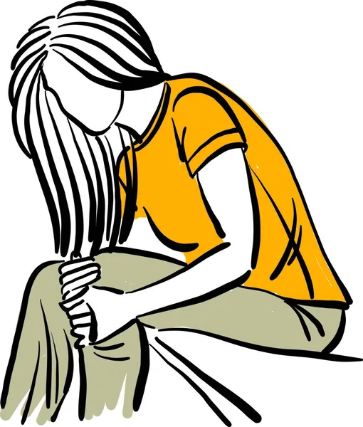Jeune Femme Avec Douleur Aux Jambes Problèmes Santé Illustration Vectorielle — Image vectorielle