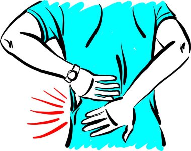 Sırt ağrısı olan adam sağlık sorunları vektör çizimi