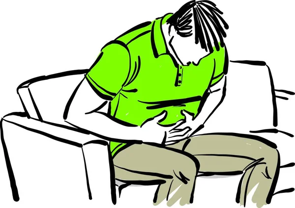 Homme Souffrant Douleurs Estomac Problèmes Santé Illustration Vectorielle — Image vectorielle