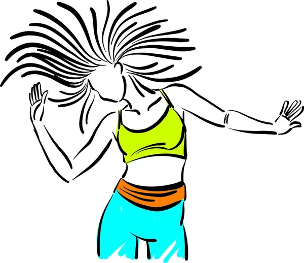 Fitness Mujer Bailando Ejercicios Vector Ilustración — Vector de stock