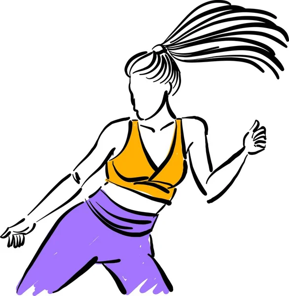 Фитнес Женщина Танцевальных Упражнения Векторная Иллюстрация — стоковый вектор