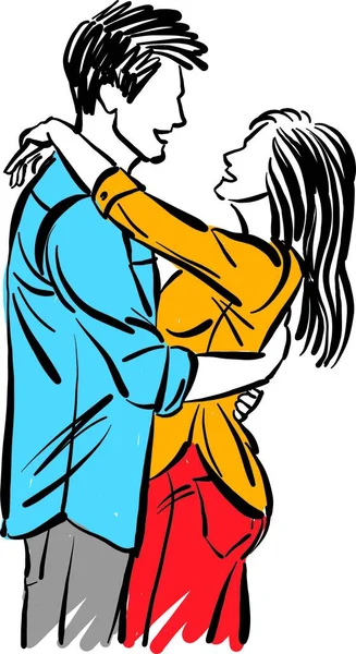 Pareja Hombre Mujer Abrazándose Amor Concepto Vector Ilustración — Vector de stock