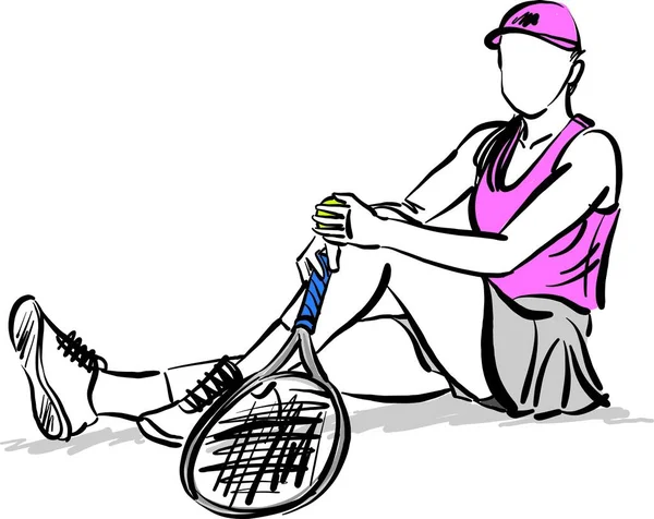 Pemain Tenis Wanita Muda Konsep Olahraga Vektor Ilustrasi - Stok Vektor