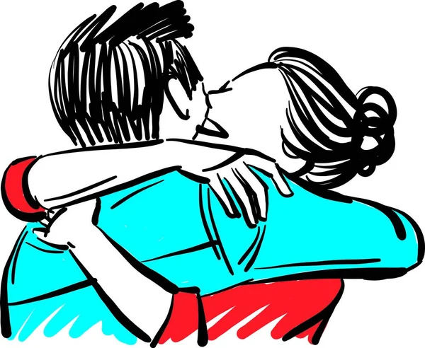 Hombre Mujer Abrazo Abrazo Amor Concepto Pareja Amor Vector Ilustración — Vector de stock