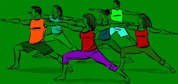 Тренировки Людей Фитнес Упражнения Растяжения Группа Людей Спортивная Концепция Векторная — стоковый вектор