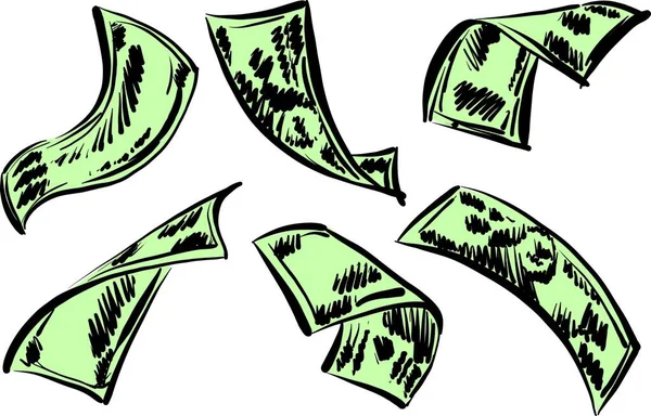 Vliegende Dollars Biljetten Dollar Amerikaanse Dollar Dalende Design Vector Illustratie — Stockvector